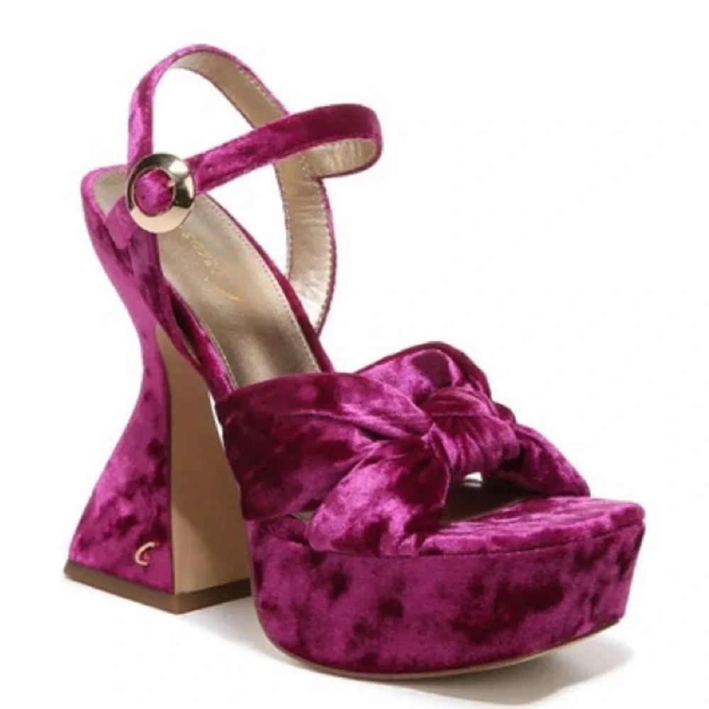Circus by Sam Edelman Magenta Velvet Bow Platform Sandals